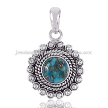 Lovely Blue Kupfer Turquoise Edelstein 925 Sterling Silber Anhänger Schmuck